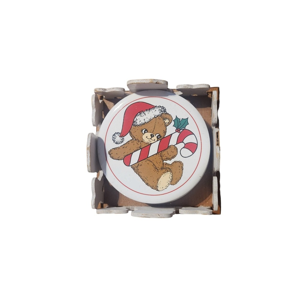 Christmas Ceramic Coasters  1988 HOUSE OF‎ LLOYD Teddy Bears Set of 5 Vintage